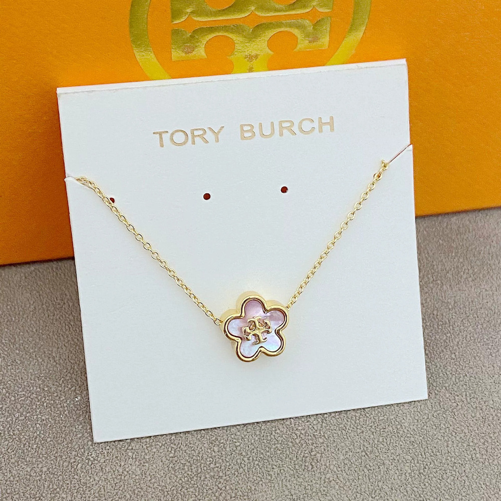 Tory Burch Natural Shell Flower Pendant Clavicle Chain